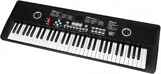 Piano con teclado de 61 teclas,Piano digital electrónico portátil,Altavoces duales incorporados,Micrófono externo,Enchufe,Contenido didáctico rico,Piano electrónico multifuncional adecuado para principiantes iiw88