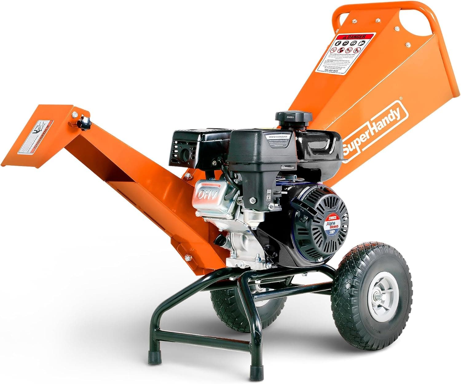 Trituradora de madera SuperHandy, trituradora, trituradora, motor de 7 HP, diseño de conjunto de rotor compacto resistente, capacidad máxima de 3 pulgadas, ayuda en la prevención de incendios y la construcción de cortafuegos