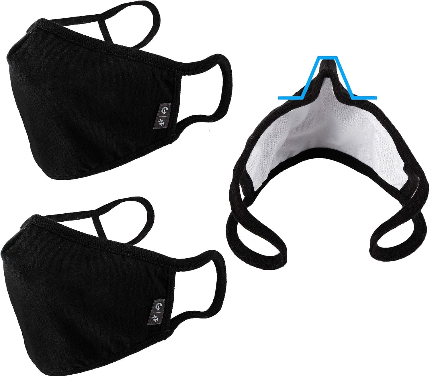 Cloth Face Mask Washable Reusable 3-Ply Mouth Shield with Nose Wire 3PACK EU0304