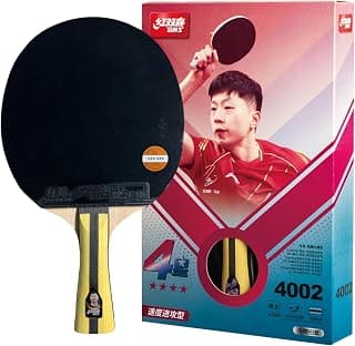 Raqueta de tenis de mesa Sports 4 Star H4002 - Shakehand, paleta aprobada por la ITTF, avanzada, madera de 7 capas, gomas Hurricane 3 de dos lados