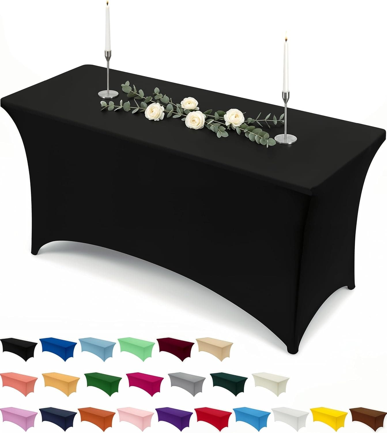 Utopia Kitchen Mantel de licra, 1 paquete [6 pies, 72 pulgadas de largo x 30 pulgadas de ancho x 30 pulgadas de alto, negro] | Cubierta rectangular elástica para mesa de patio, ajustada, ajustada, lavable y resistente a las arrugas, para eventos, bodas, banquetes y fiestas