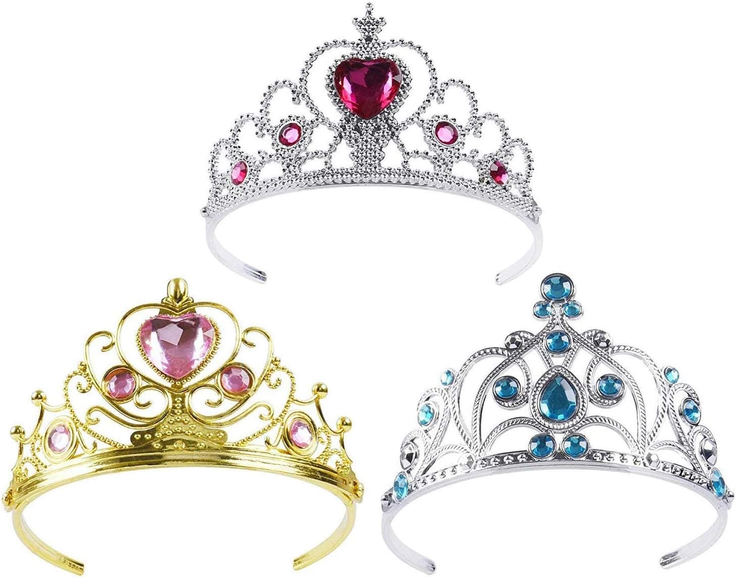 NEIJIANG Conjunto de vestir con corona de tiara de princesa para niñas, bisutería para niños | Incluye tocados de corona de princesa y joyas de juguete para fiestas de cumpleaños, juegos de simulación, disfraces, disfraces y eventos.
