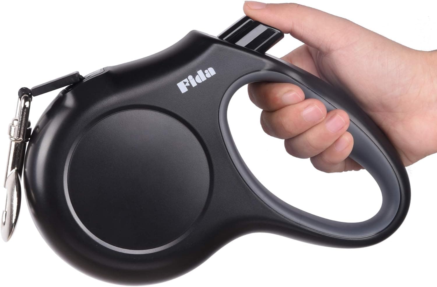 Fida Correa retráctil para perros de raza grande, resistente correa para pasear perros de 16 pies, hasta 110 libras, 360° sin enredos, color negro