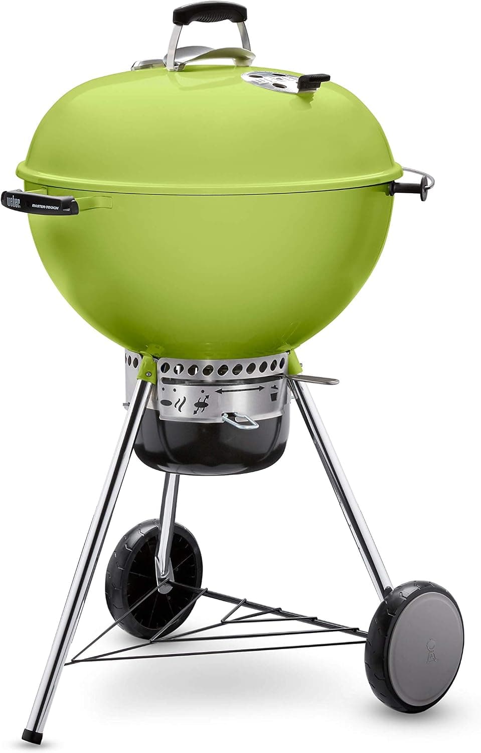 Weber Master-Touch Parrilla de carbón, 22 pulgadas, verde primavera: parrilla premium para exteriores con soporte para tapa plegable y sistema de limpieza One‑Touch™, hervidor de porcelana esmaltado