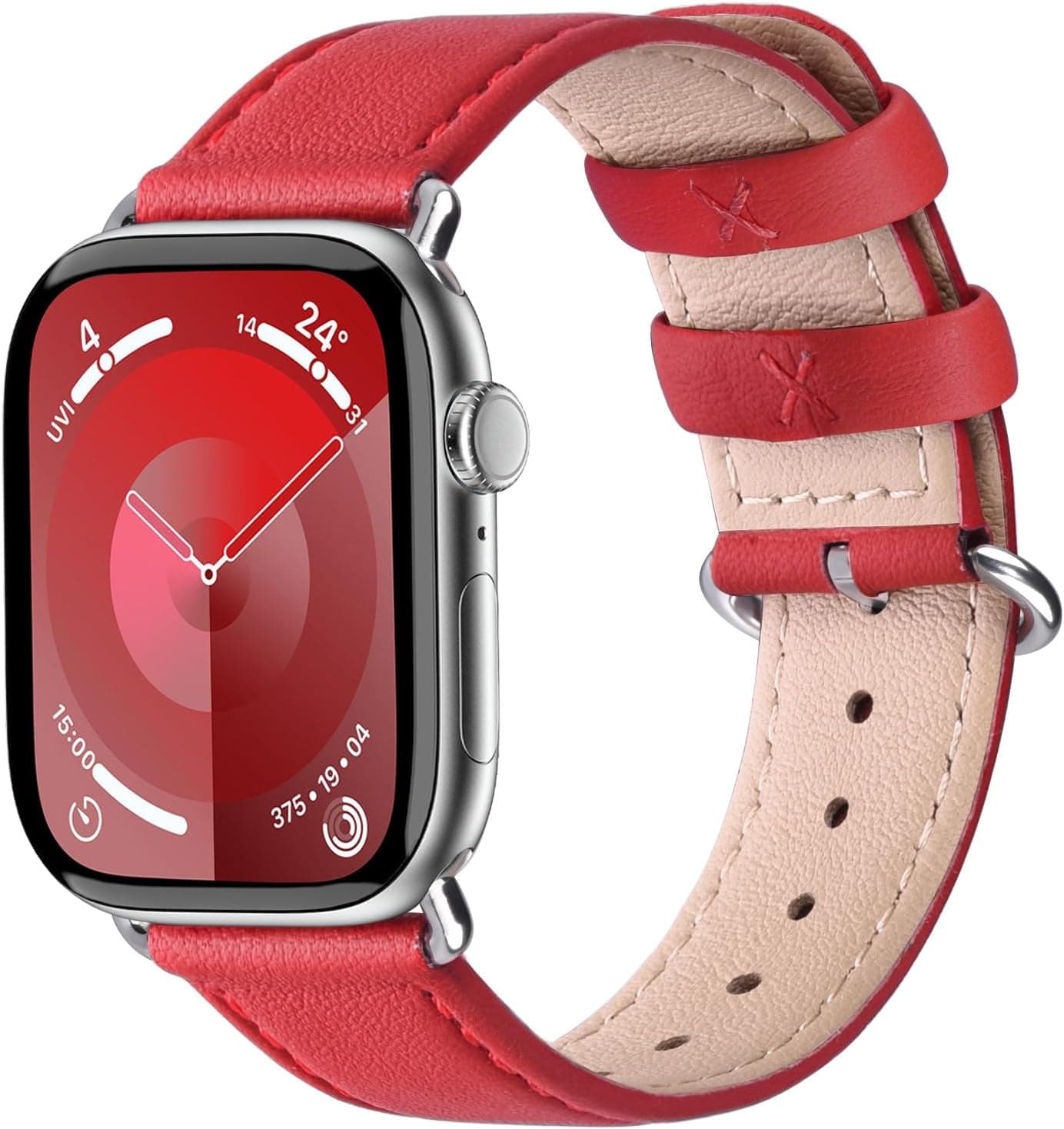 Fullmosa Correa Compatible con Apple Watch 49/46/45/44/42/41/40 Correa de Repuesto de Cuero Genuino Premium, Compatible con Apple Watch Series Ultra3/2/1 SE3/2/1 11/10/9/8/7/6/5/4 para Hombres y Mujeres