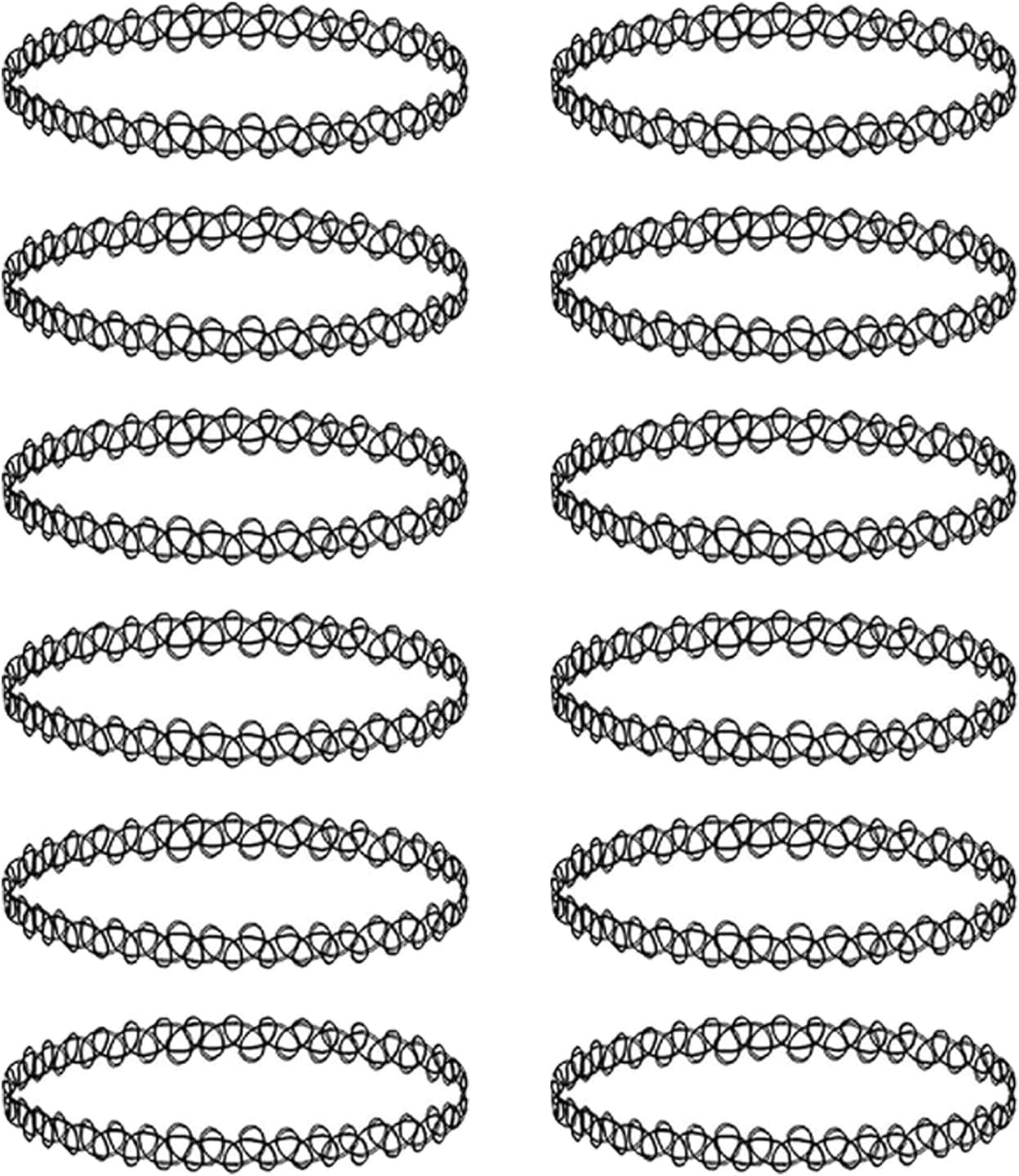 BodyJ4You 12PC Collar Gargantilla Tatuaje - 90s Accesorios 2000s Joyería Y2K Moda Vintage Trendy - Rainbow Goth Negro Rosa Verde Azul Blanco - Collar elástico ajustable Collar elástico Juego de vacaciones de verano