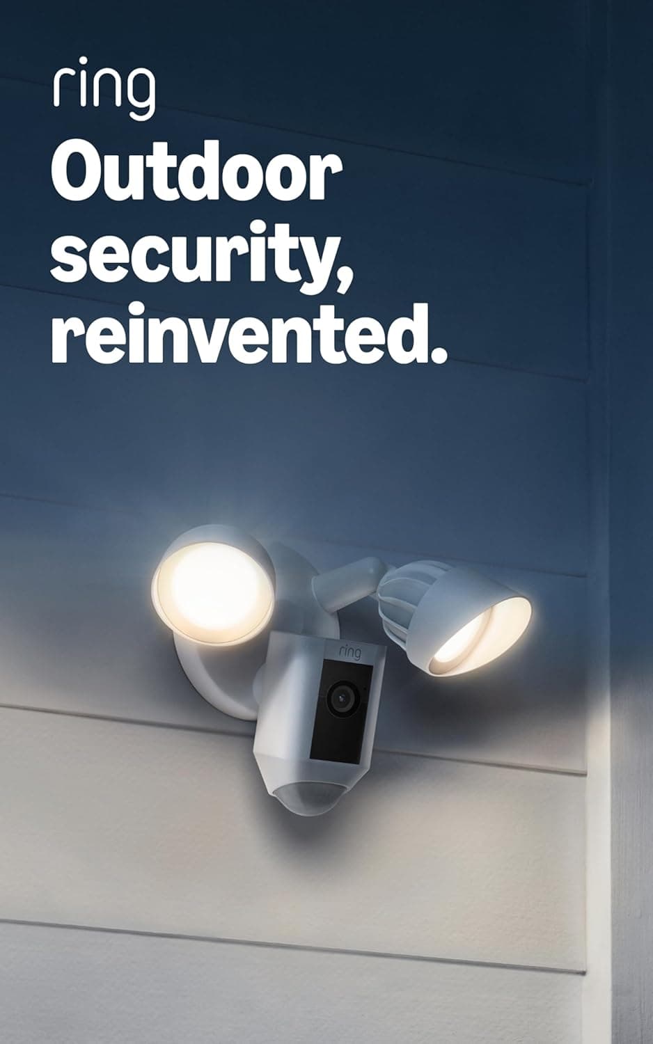 Ring Floodlight Cam Wired Plus, seguridad para el hogar o la empresa en exteriores con vídeo HD de 1080p activado por movimiento y reflectores, paquete de 4, negro