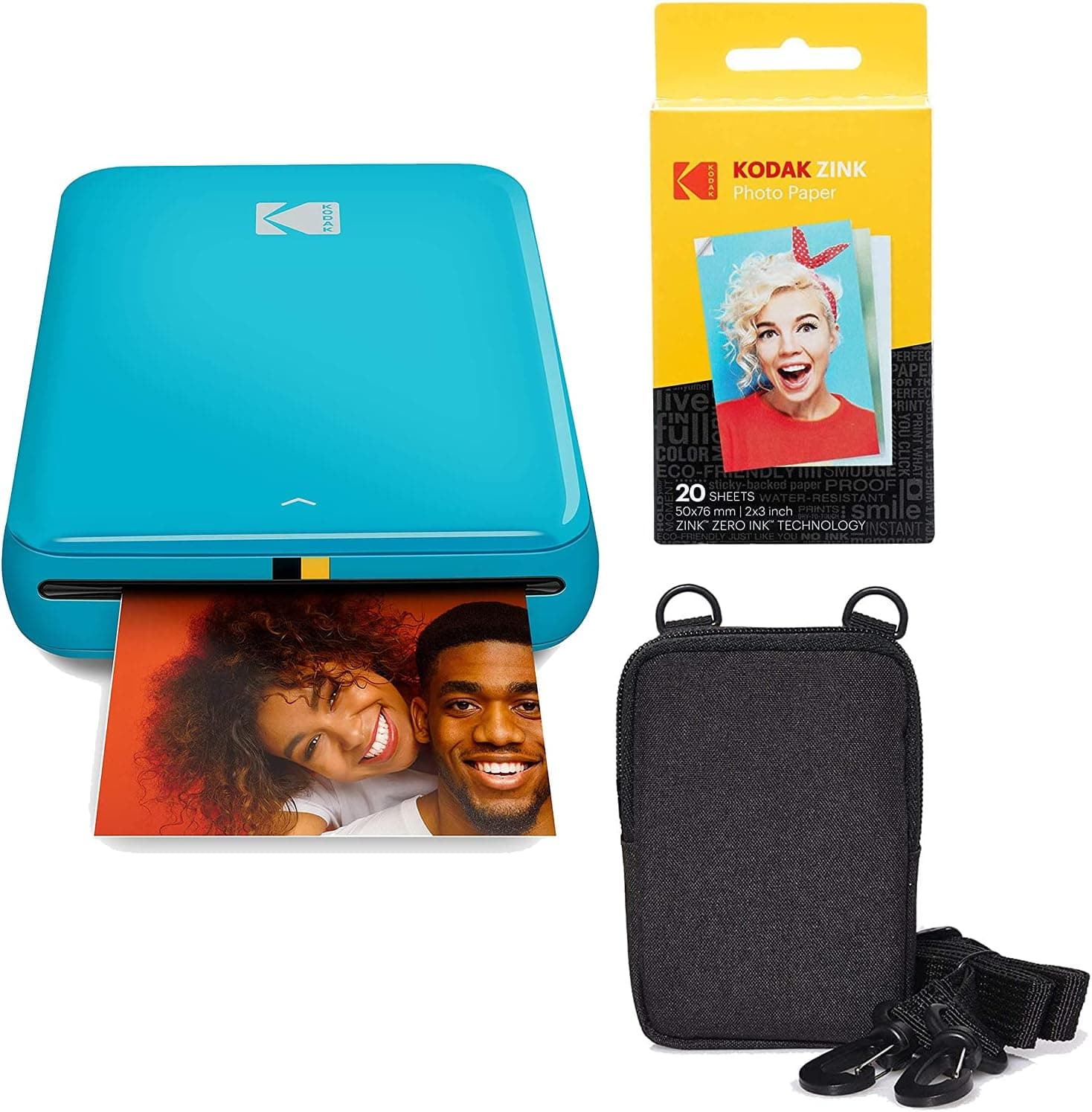 Impresora fotográfica instantánea KODAK Step con Bluetooth/NFC, tecnología Zink y aplicación KODAK para iOS y Android (azul) Go Bundle