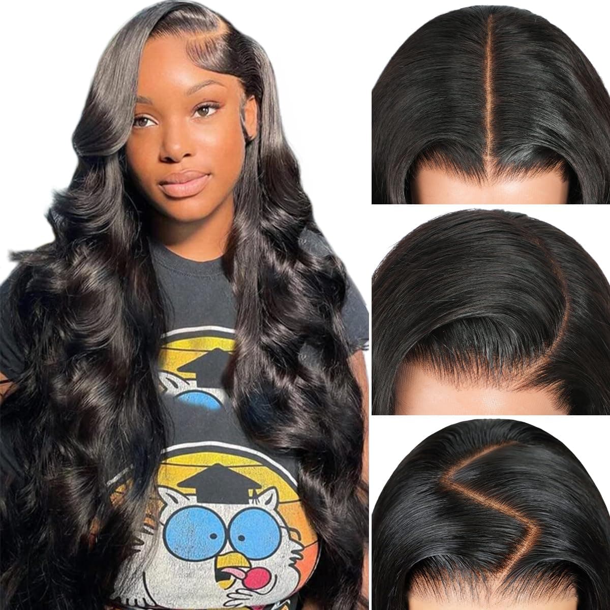 Pizazz 13x6 Body Wave Lace Front Wigs Human Hair Pre Plucked Bleached Knots | 180 Density HD Lace Frontal Human Hair Wigs for Women 26 Inch