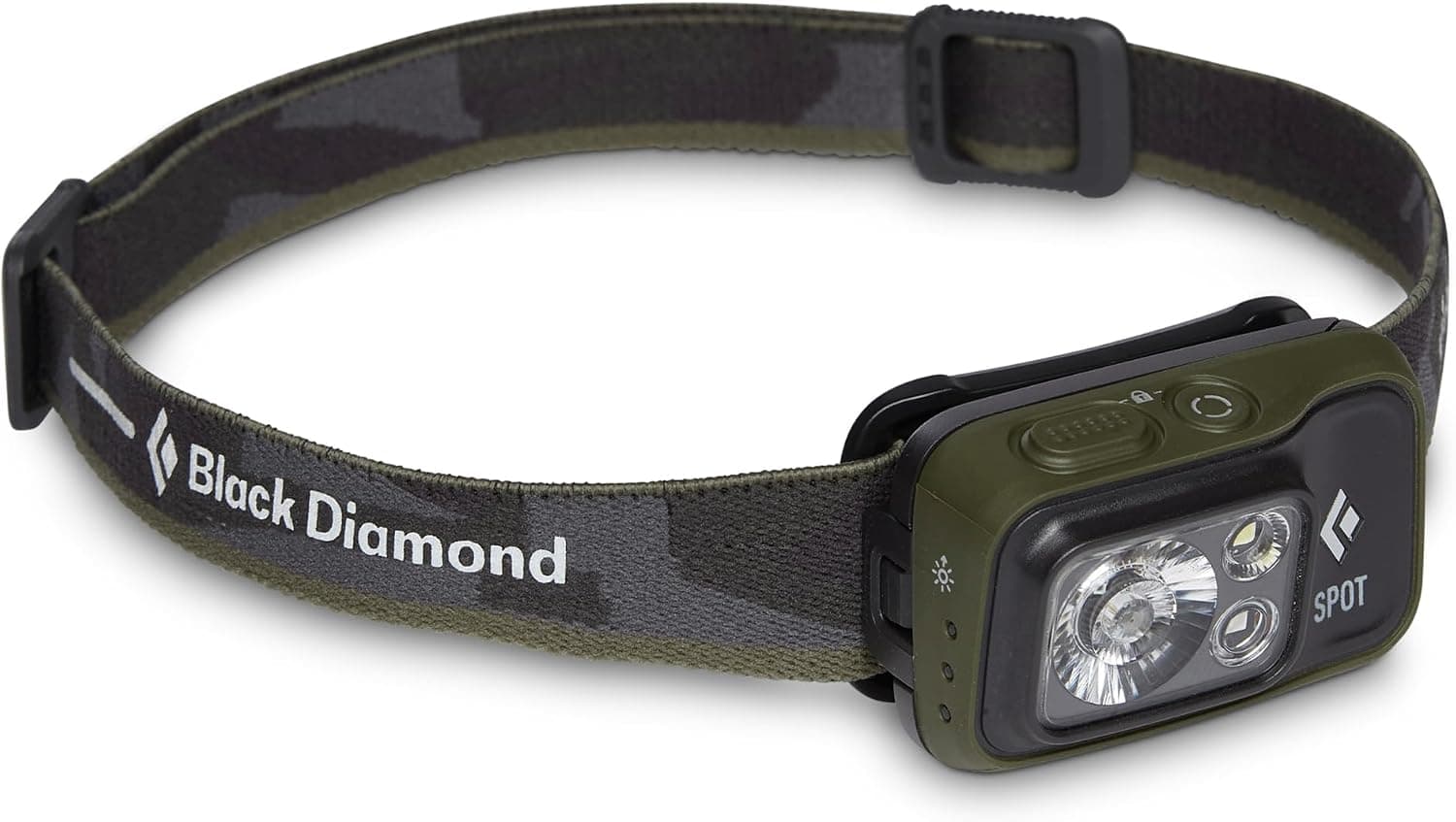 Linterna frontal BLACK DIAMOND Spot 400, alimentación AAA, regulable, brillante, oliva oscuro | 400 lúmenes, visión nocturna en rojo, memoria de brillo, PowerTap, medidor de batería que rastrea el tiempo de ejecución, compatibilidad con combustible dual