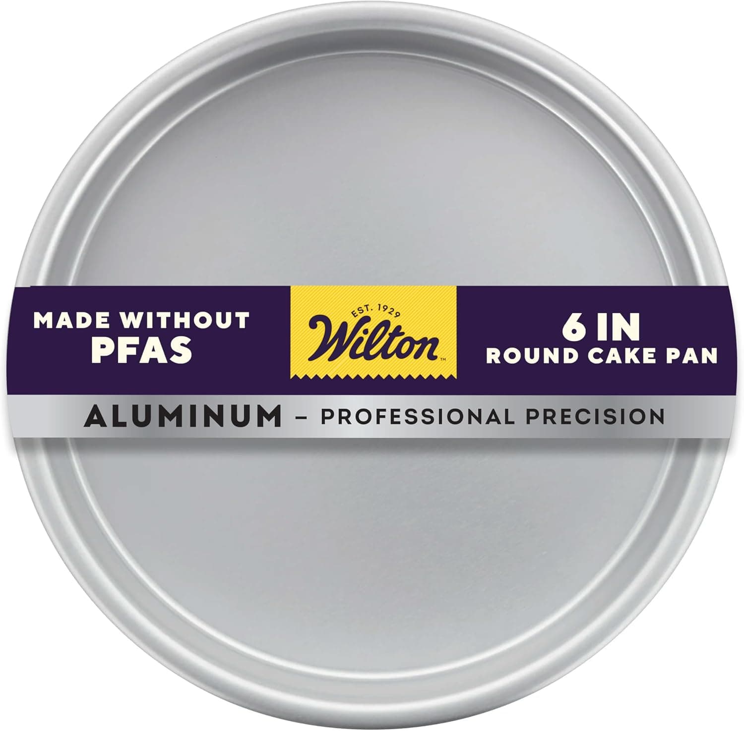 Bandeja para pasteles redonda de aluminio Wilton, hecha sin PFAS, 6 pulgadas | Utensilios para hornear de aluminio anodizado natural, incluso resistentes a la calefacción y al óxido para obtener resultados profesionales, perfecto para pasteles redondos pequeños
