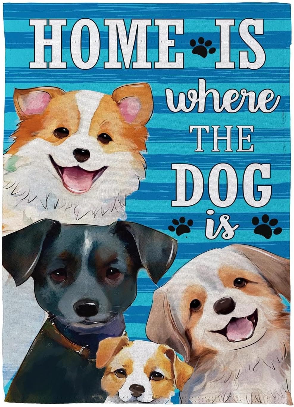 Evergreen Home Is Where The Dog Is Suede Garden Flag 12x18 Double Sided, All Weather Flags For Outside House, Welcome Spring Flags for Front Door, Garden, Yard