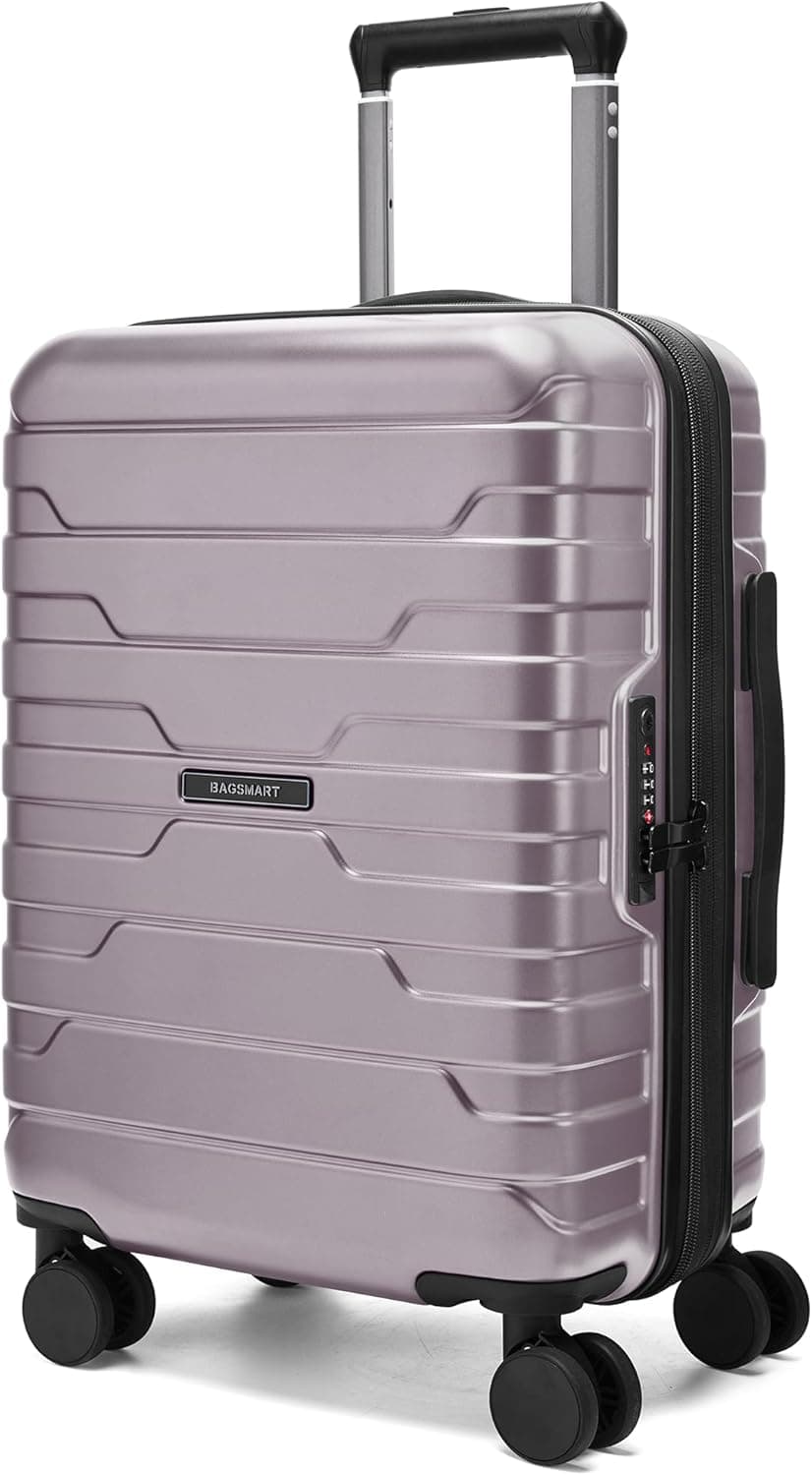 BAGSMART Carry-On Luggage 20" Expandable Spinner 22x14x9,Rose Purple