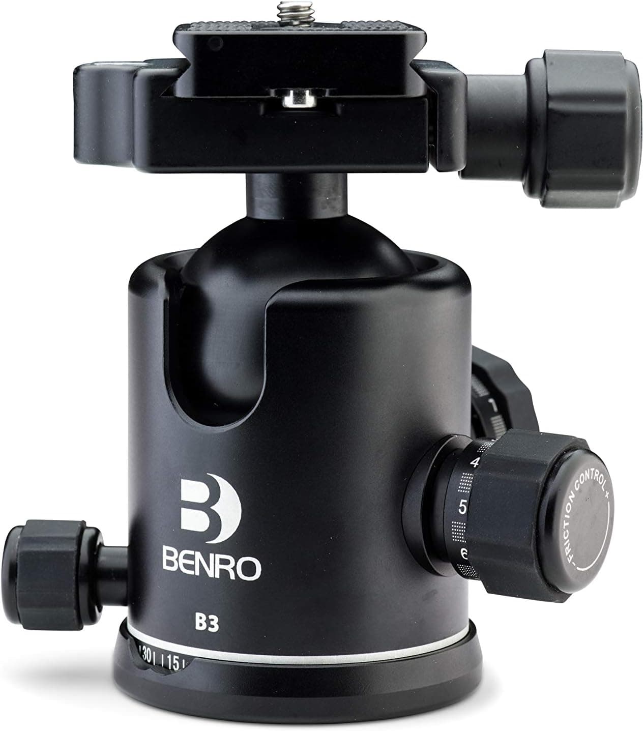 Benro Cabeza esférica de triple acción con placa PU60, capacidad de 66,0 lb, negro (B3)
