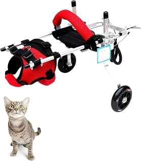 Silla de ruedas para gatos Silla de ruedas ajustable de 2 ruedas para mascotas Ruedas livianas de soporte para gatos para ayuda de rehabilitación para las patas traseras de gatos/mascotas envejecidos, artríticos, lesionados, discapacitados y débiles (XS)