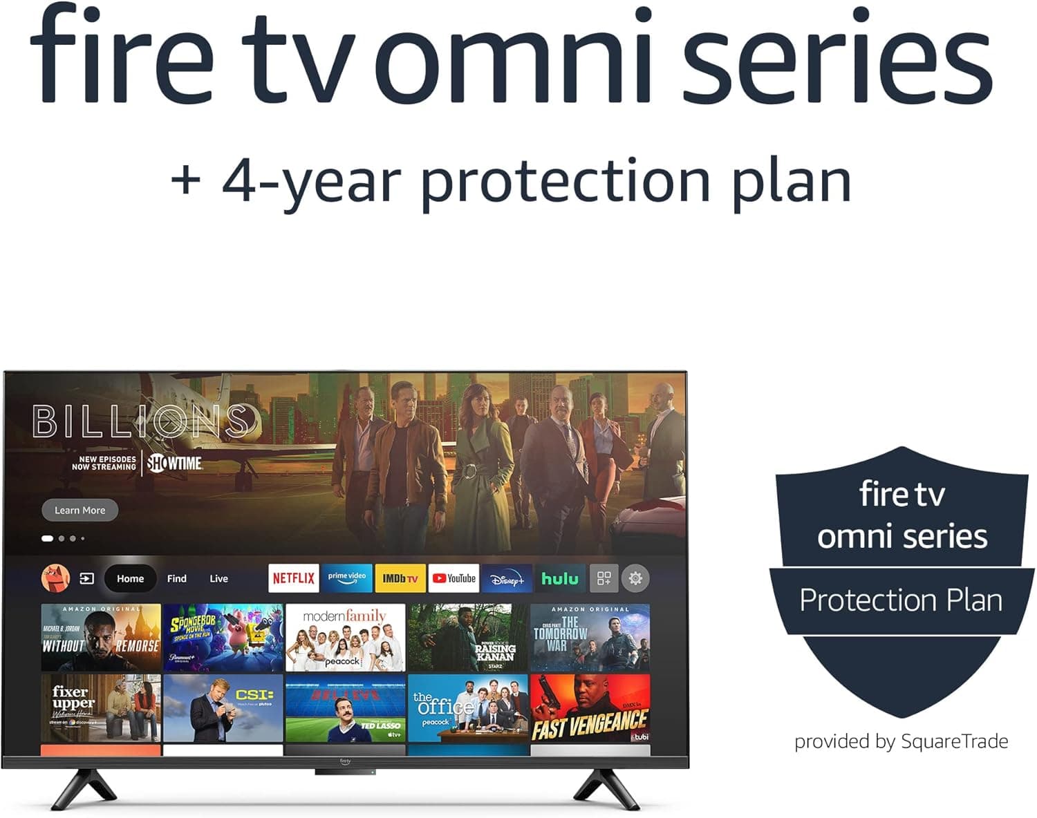 Amazon Fire TV Serie Omni de 50" (modelo más nuevo), Smart TV 4K UHD, manos libres con Alexa + Plan de protección de 4 años