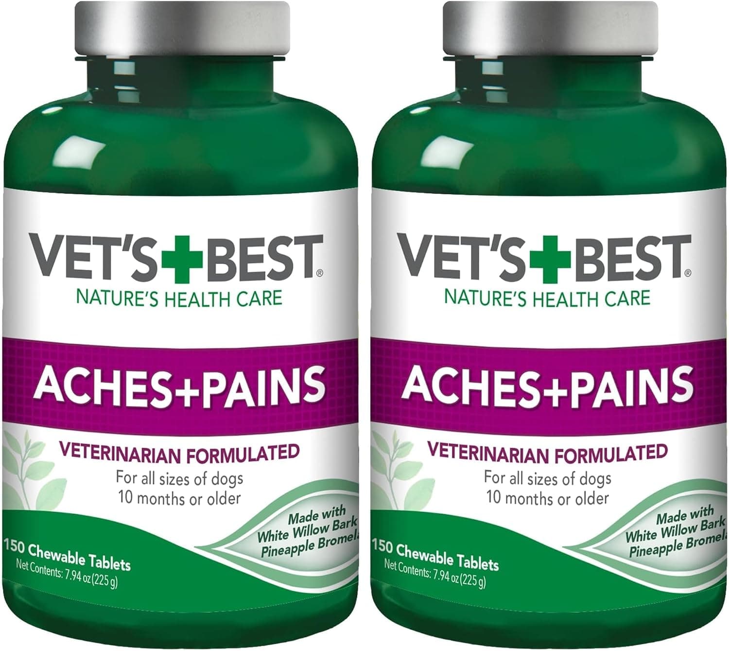 Vet's Best Suplemento para aliviar el dolor de perros, alternativa natural a la aspirina para soporte de cadera y articulaciones, tabletas para aliviar la artritis y los dolores para perros, 150 unidades (paquete de 2)