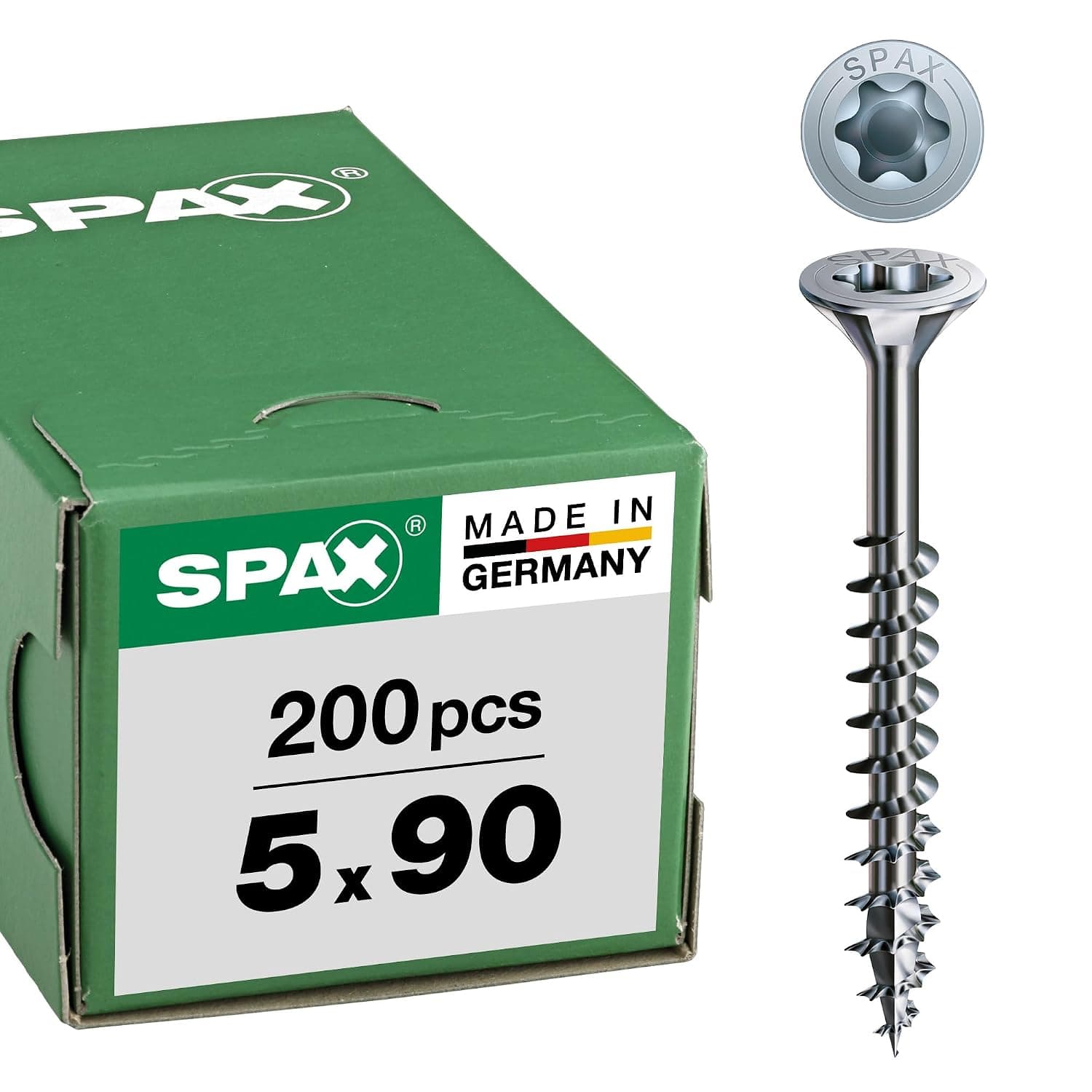 Tornillos Spax T-STAR plus 0191010350303 con cabeza avellanada 4CUT, rosca parcial, galvanizado pasante transparente, 0/1050/001/5,0/90/ /01
