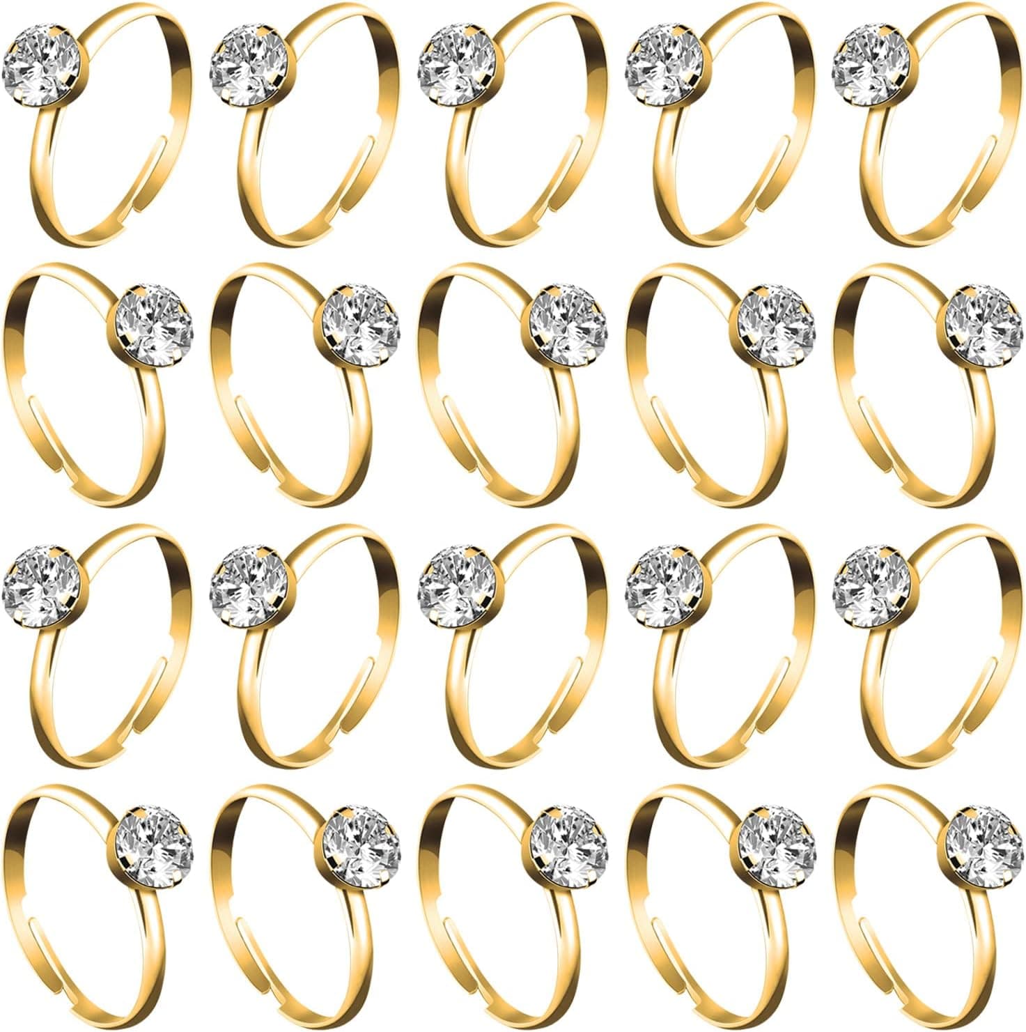Whaline 36 paquetes de anillos de compromiso de diamantes, anillos de despedida de soltera para decoración de mesa de boda, suministros de fiesta, detalles de recuerdo, decoración de cupcakes