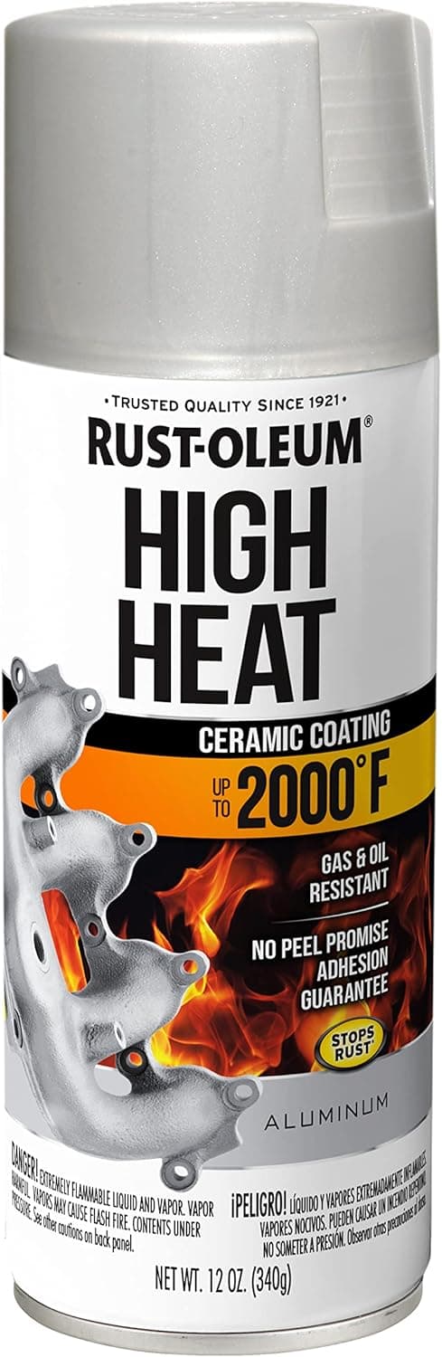 Rust-Oleum Pintura en aerosol para automóviles de alto calor, aluminio plano | Resistente al calor hasta 2000 grados F | Protección contra el óxido | Retención de color | Pulverización en cualquier ángulo | Consejo de comodidad