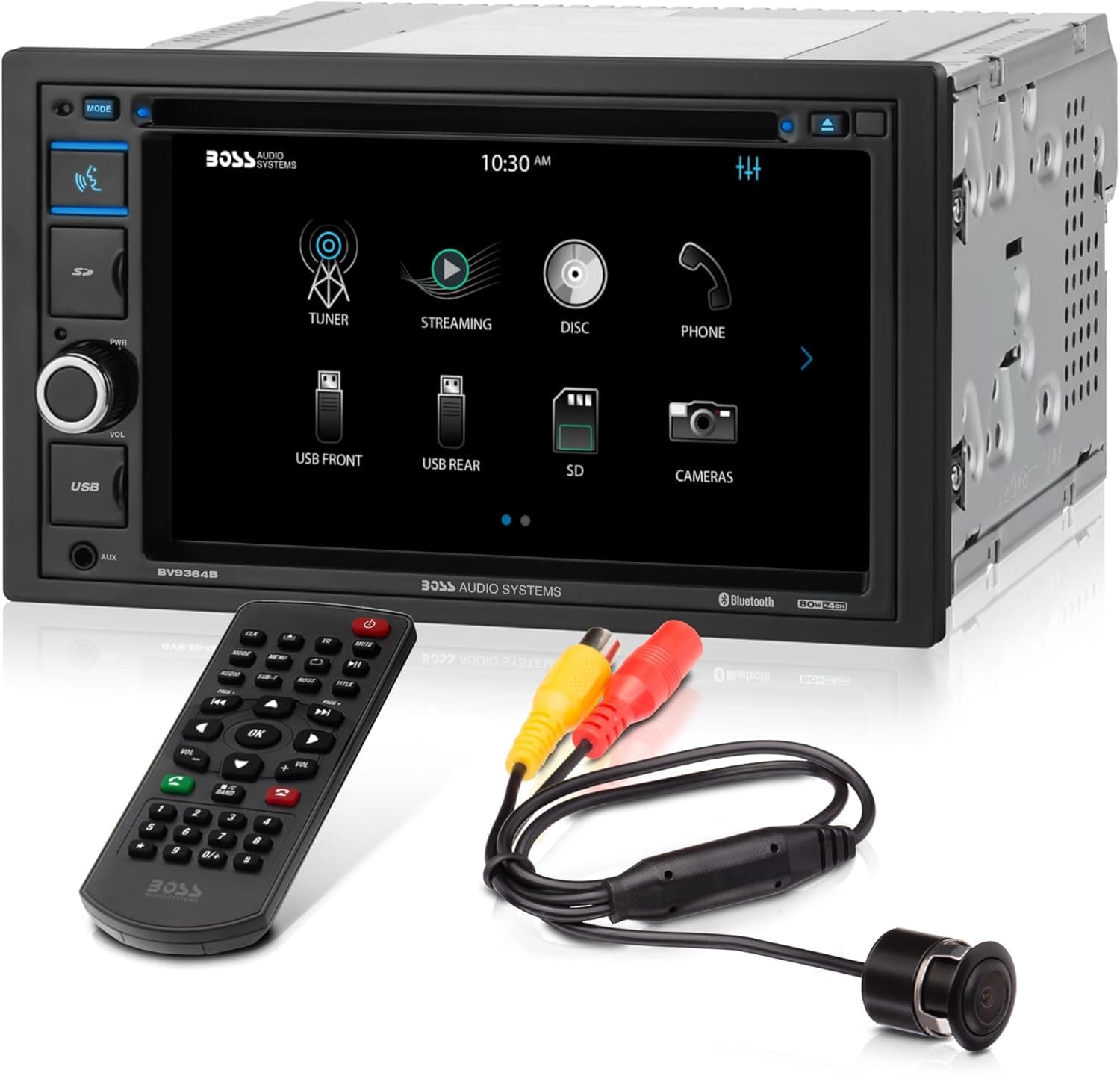 BOSS Audio Systems BVB9364RC Estéreo para automóvil, Bluetooth, doble DIN, cámara de respaldo | Pantalla táctil, Bluetooth, Reproductor de CD DVD, Receptor de Radio AM/FM, Cámara de Retroceso, USB, SD