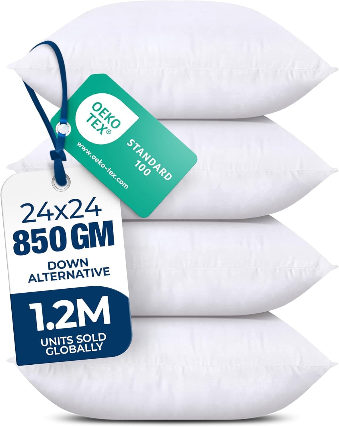 Utopia Bedding Cojines decorativos, 24 rellenos de almohada, juego de 4 | Relleno de almohada alternativo de plumón con relleno esponjoso para camas, sofás y sillas. Apto para uso en interiores y exteriores.