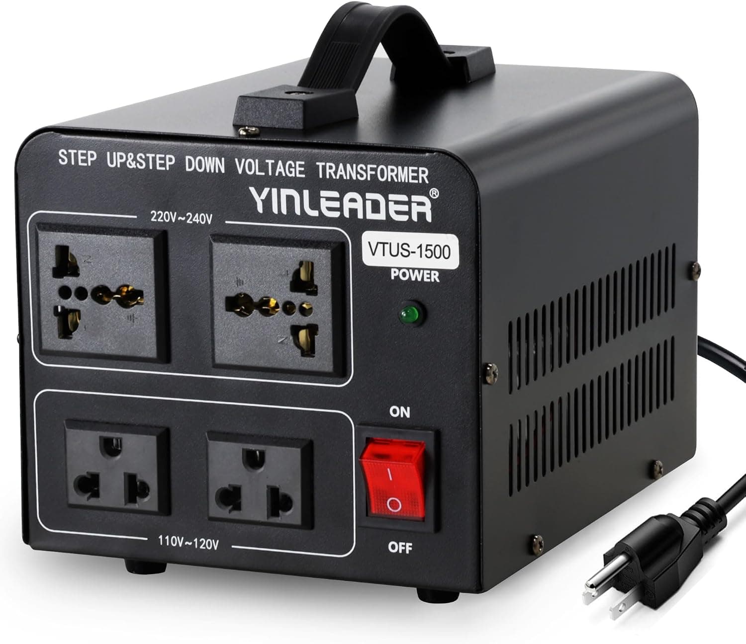Convertidor de potencia de 1500W 110V a 220V o 220V/230V/240V a 110V/120V | Convertidor de transformador de voltaje elevador/reductor para uso en electrodomésticos de 220V en el extranjero, protección de disyuntor