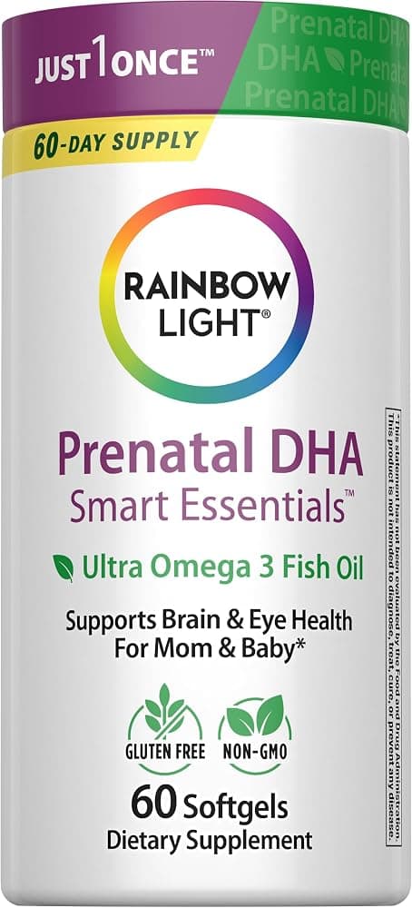 Rainbow Light Prenatal DHA Vitamins for Women | 60 Softgels | Omega 3 Fish Oil (DHA & EPA) | Supports Mom & Baby’s Health from Conception to Nursing