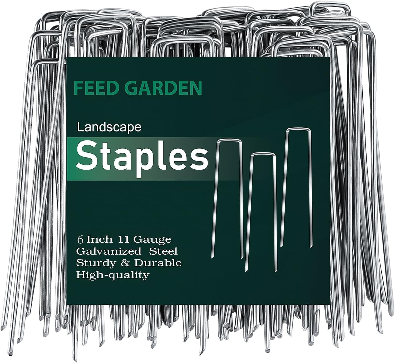 Paquete de grapas para jardinería de 6 pulgadas y 500 pulgadas, estacas para jardín galvanizadas en caliente de calibre 11 de alta resistencia para barrera contra malezas, tela para jardinería, césped, césped, riego y jardinería comercial