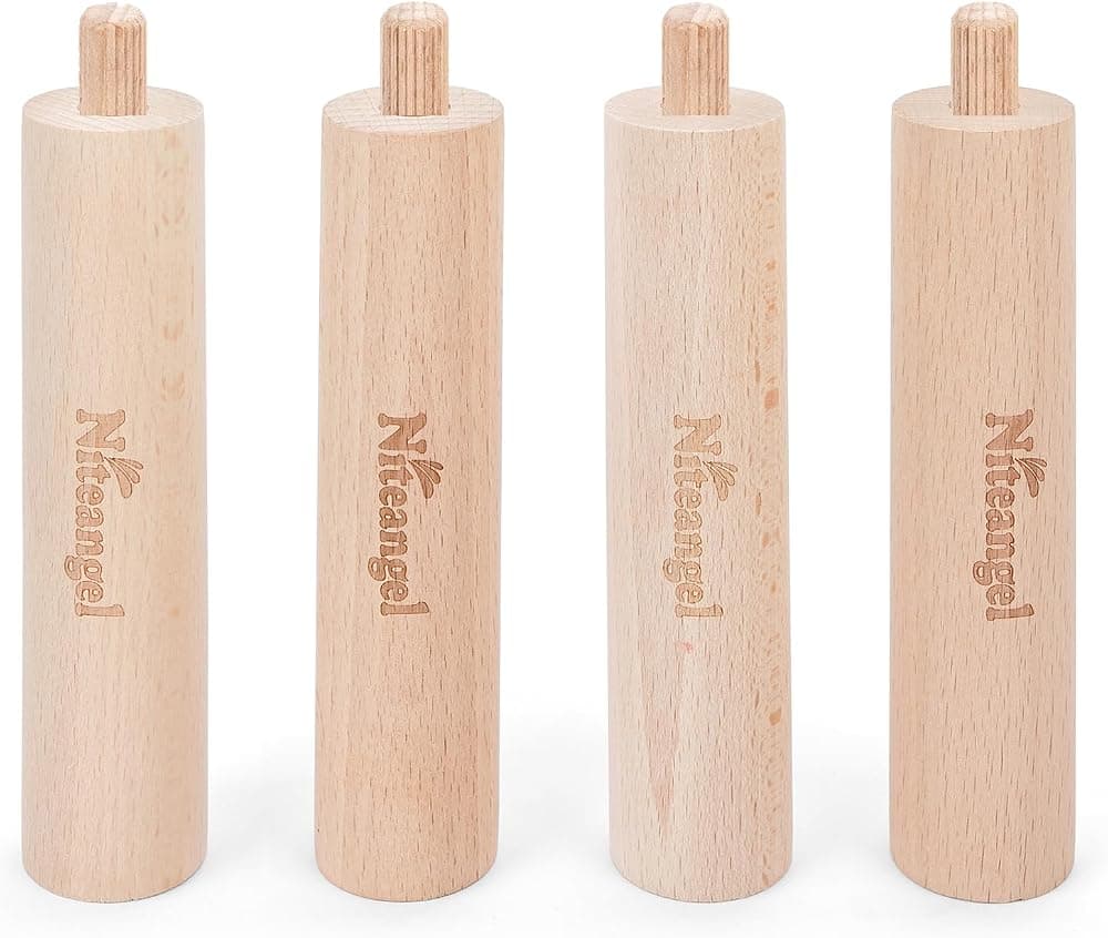 Juego de zancos de haya para elevar y configurar de forma segura la casa de laberinto de la serie Niteangel de múltiples cámaras o la plataforma de rueda de hámster (juego de 4 zancos extendidos (5,1 pulgadas de alto))