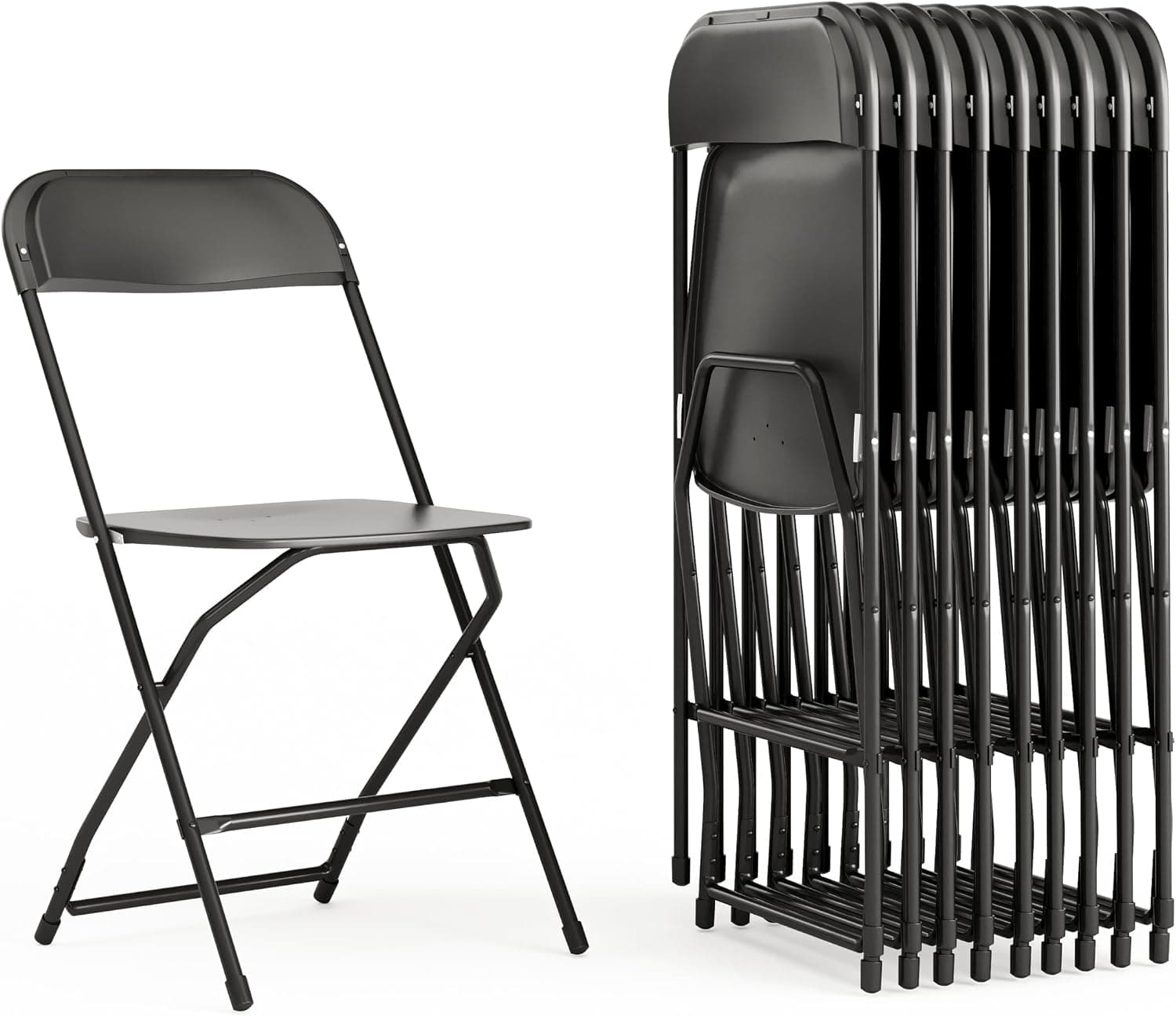Flash Furniture Hercules Silla plegable de plástico para eventos, negro, paquete de 10 | Ligero, 650 libras. Capacidad de peso