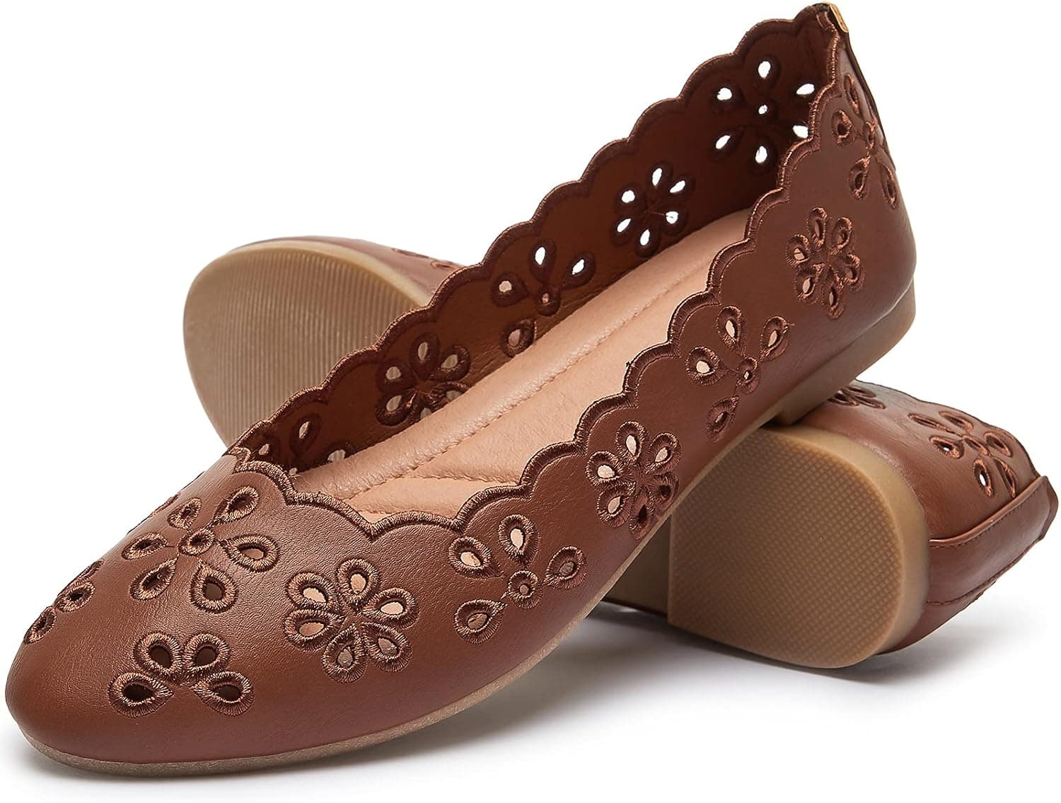 FRACORA Bailarinas para Mujer Zapatos de Vestir de Cuero PU Negros Cómodos Zapatos Planos con Punta Redonda y Ojales Transpirables