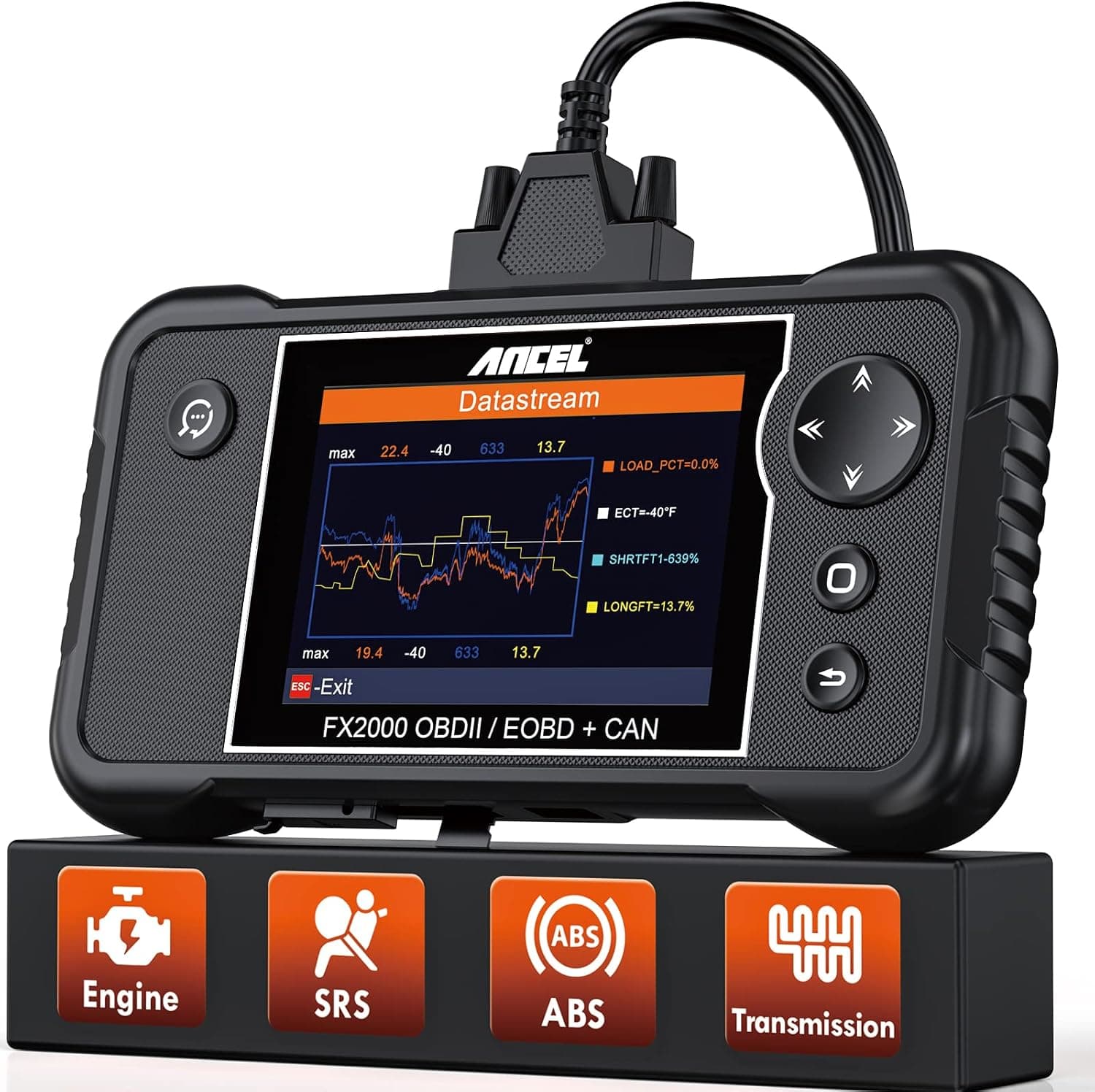 Escáner ANCEL FX2000-US OBD2, herramienta de diagnóstico de automóvil de 4 sistemas con datos en vivo