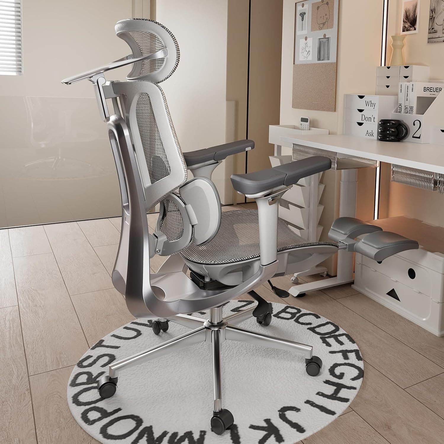 Hbada E3 Pro Silla de oficina ergonómica, silla de oficina grande y alta, con soporte lumbar dinámico de 3 zonas, reposacabezas ajustable 4D, reposabrazos ajustables 6D, gris