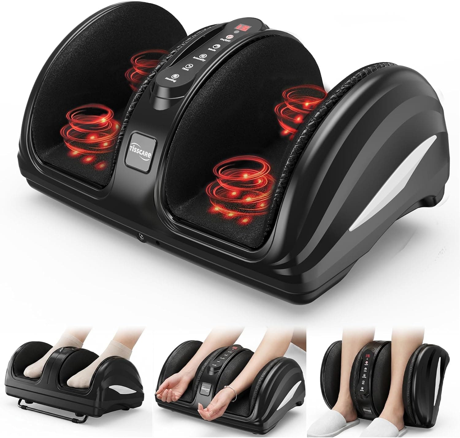 TISSCARE Masajeador de pies para neuropatía: Masajeador de pies Shiatsu con calor para fascitis plantar, alivio del dolor, circulación, masaje de relajación de amasamiento profundo para mujeres y hombres