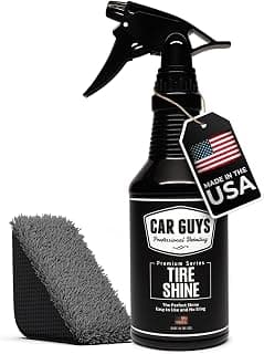 CAR GUYS Spray para brillo de neumáticos - El brillo negro intenso perfecto - Apósito de larga duración para neumáticos de coche - Sin cabestrillo y seco al tacto - Kit de 18 onzas con aplicador