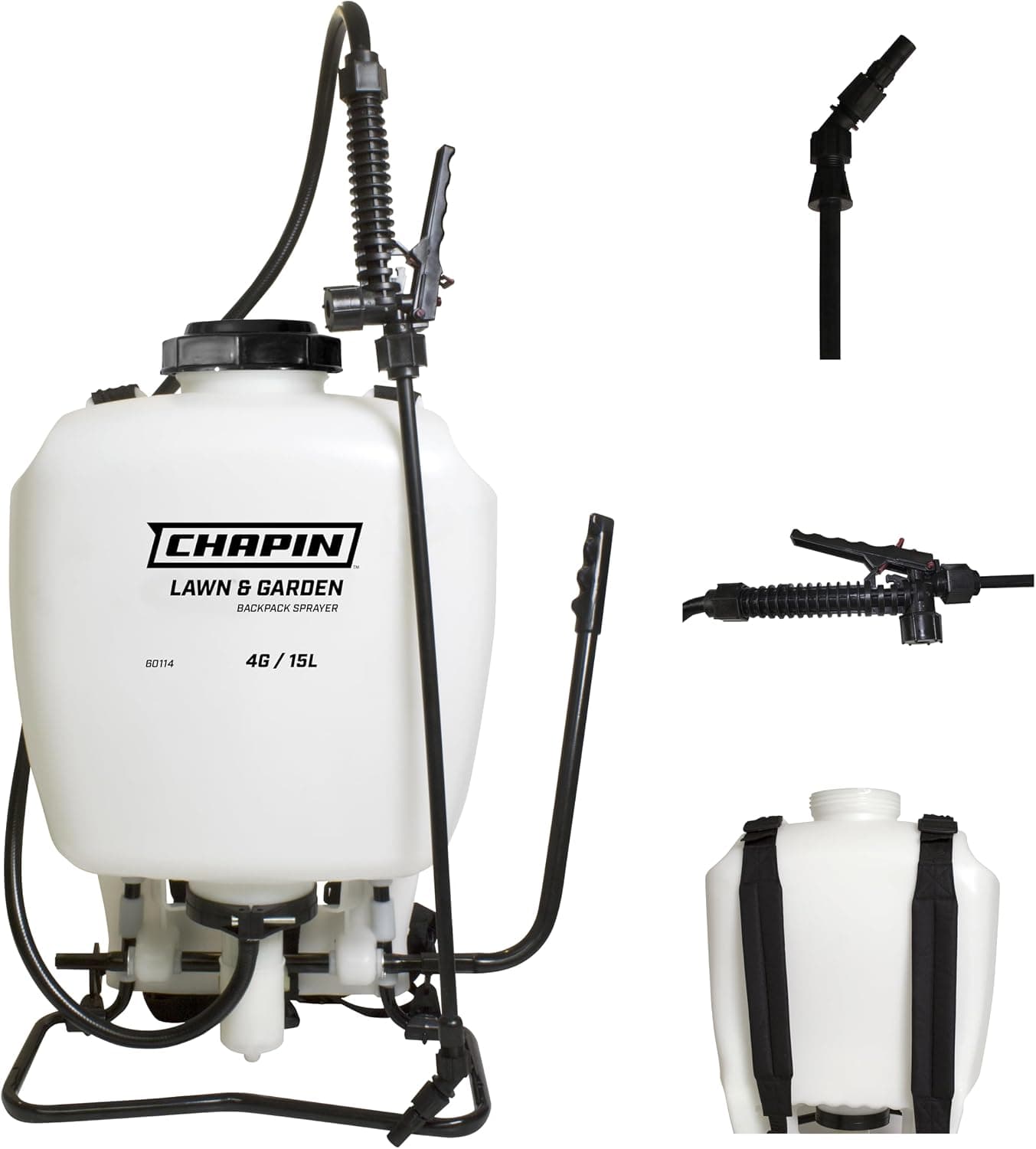 Rociador de mochila CHAPIN 60114 de 4 galones para control de césped, jardín y malezas