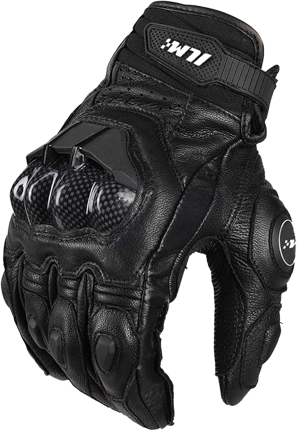 ILM Air Flow Guantes de cuero para motocicleta con pantalla táctil para hombres y mujeres Modelo-GRC01 (M, Negro)