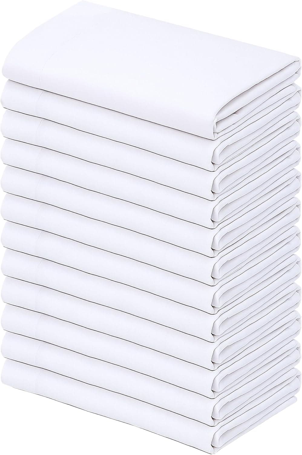GOLD TEXTILES Fundas de almohada estándar, paquete de 12, microfibra cepillada de 120 g/m² – (44 x 36 pulgadas) fundas de almohada blancas para el hogar, hotel y hospitalidad, suaves, duraderas, resistentes al encogimiento (blanco liso, estándar)