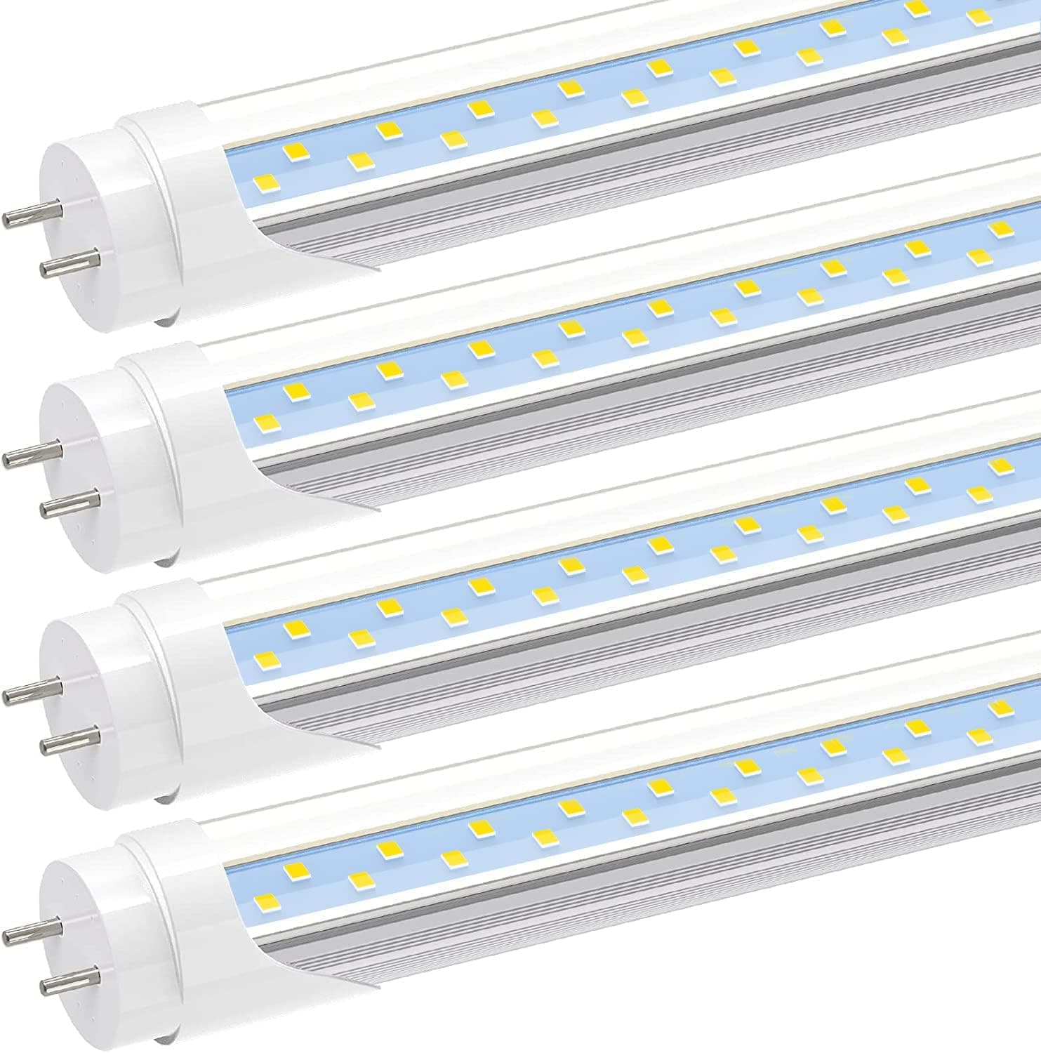 Bombillas LED JESLED T8 de 4 PIES tipo A+B, 24W(equivalente a 65W), 3200LM, 6000K, Plug and Play o derivación de lastre, bombillas fluorescentes LED de 4 pies, listadas ETL, alimentación de extremo simple o doble, paquete de 4
