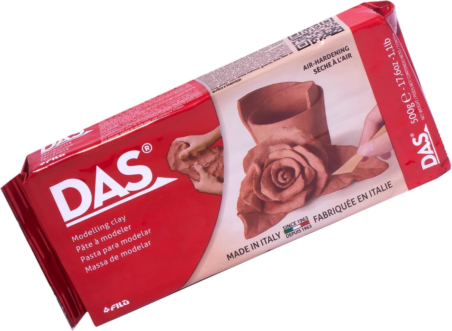 DAS Arcilla de modelado endurecedora al aire, bloque, color terracota (387100), 1.1 libras (paquete de 1)
