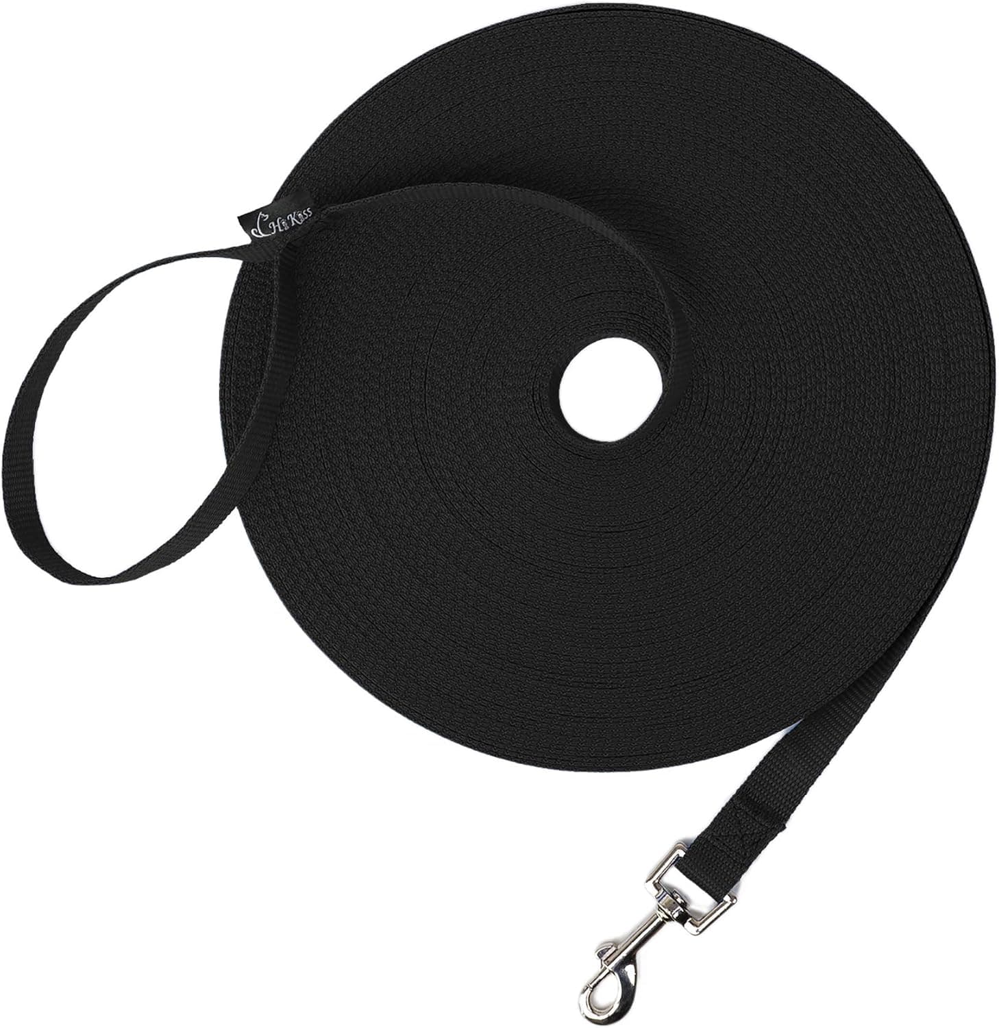 Hi Kiss Perro/Cachorro Obediencia Recuerdo Entrenamiento Agilidad Correa/Correa - 15 pies 20 pies 30 pies 50 pies 100 pies - Ideal para jugar, acampar o patio trasero - Negro