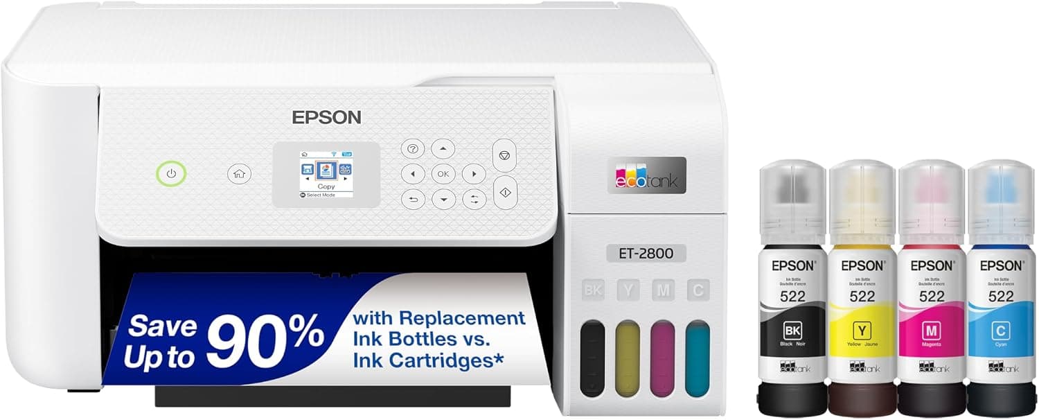 Impresora multifunción a color inalámbrica Epson EcoTank ET-2800 Supertank - Blanca