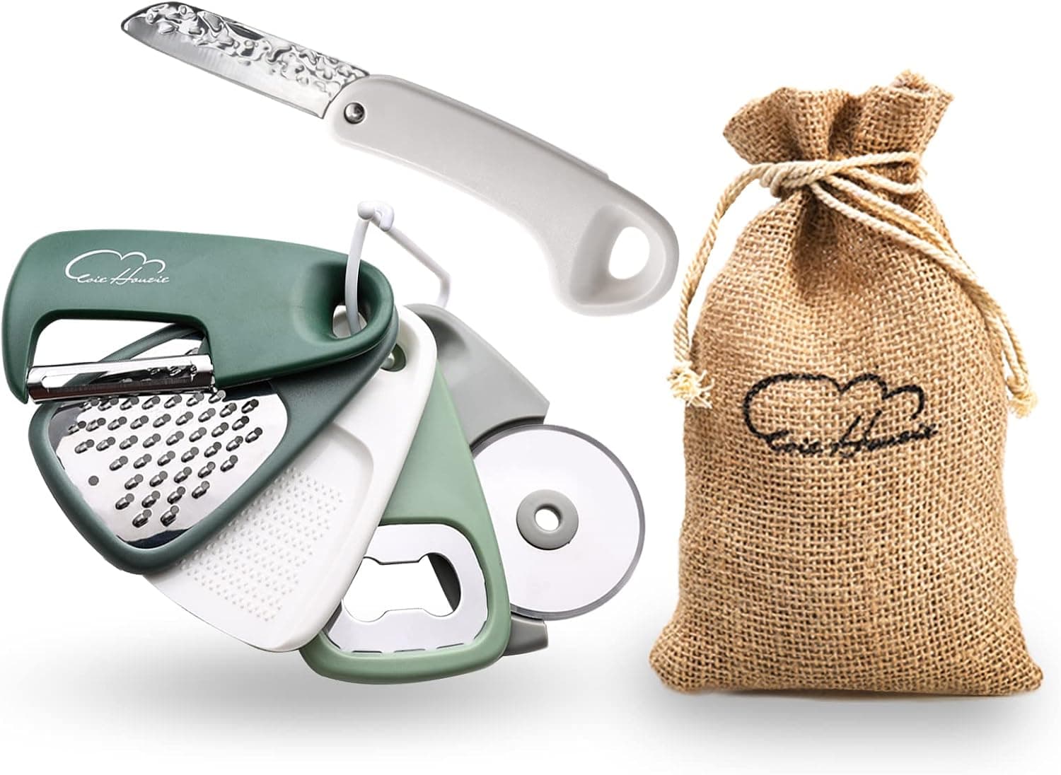 Kitchen Gadgets Juego de 6 piezas, utensilios de cocina para acampar, verde