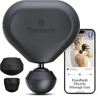 TheraGun Therabody Mini pistola de masaje de tercera generación | Esencial de viaje, negro | Masajeador de percusión ultraportátil para recuperación en cualquier lugar | Bluetooth, 3 velocidades, control de 1 botón, alivio de tensión y músculos