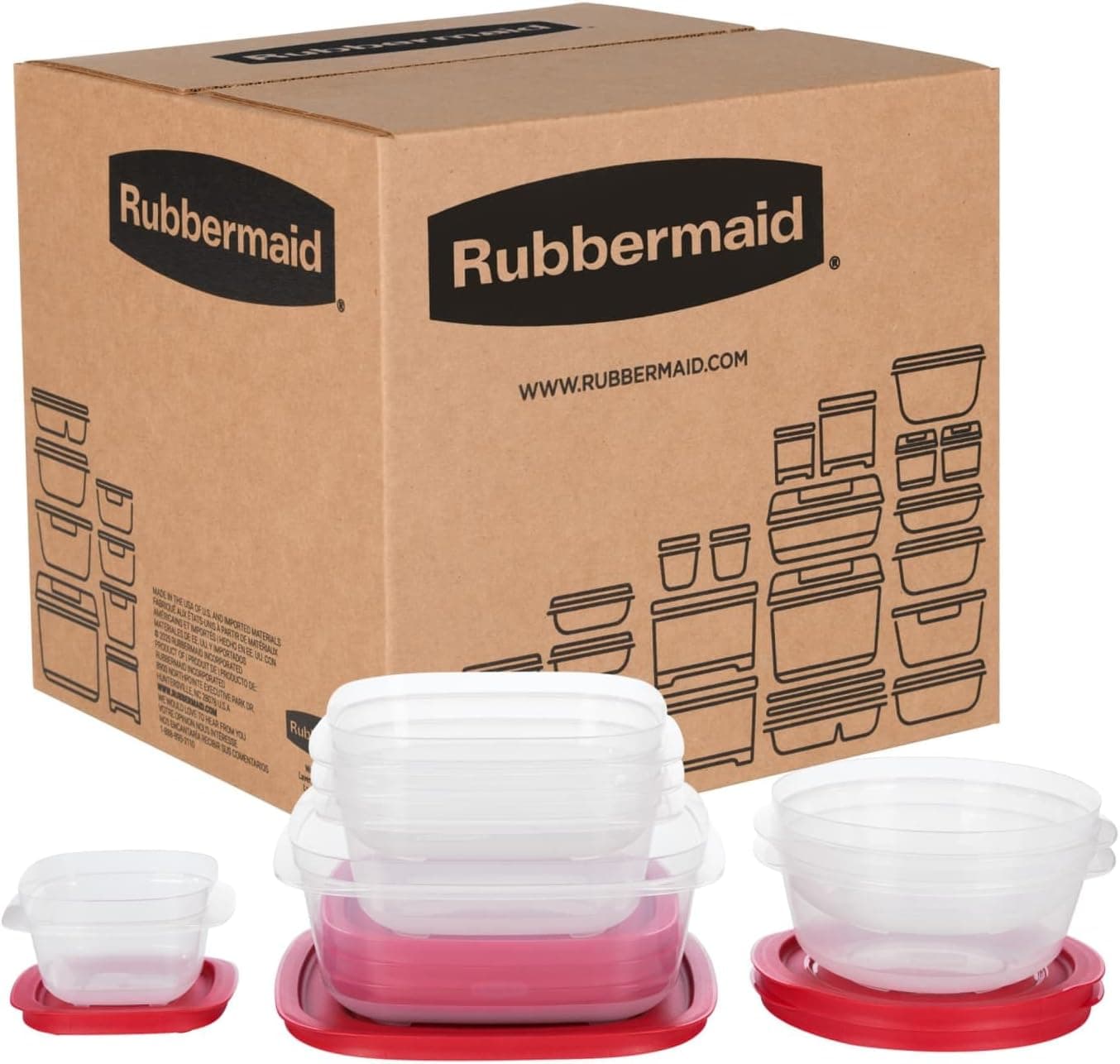 Rubbermaid EasyStore Contenedores cuadrados y redondos, juego de 14 piezas, contenedores de almacenamiento de alimentos, contenedores de almacenamiento de alimentos con tapas