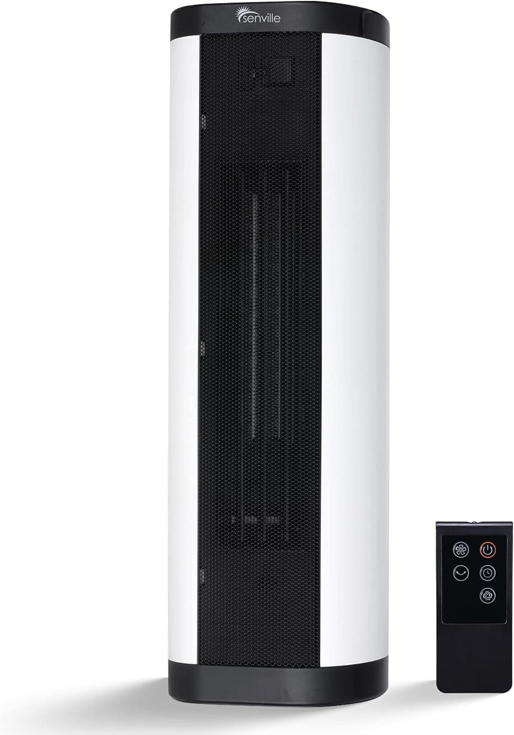 Senville Ceramic Space Heater, 1500W Electric, Digital Thermostat, Remote | Overheat Protection, Vertical and Horizontal Operation, Oscillating, For Indoor Use
