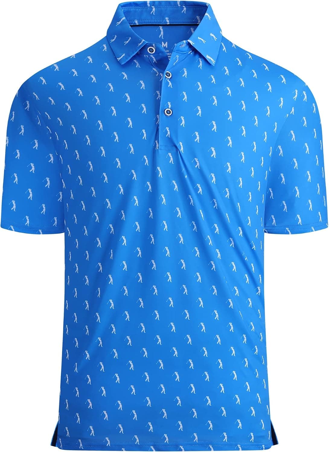 Alex Vando Polo de golf para hombre con estampado que absorbe la humedad | Protección UV UPF40, Ligero, Ribetes en contraste en el cuello, Patrones de cuerpo completo, Lavable a máquina, Camiseta multideportiva