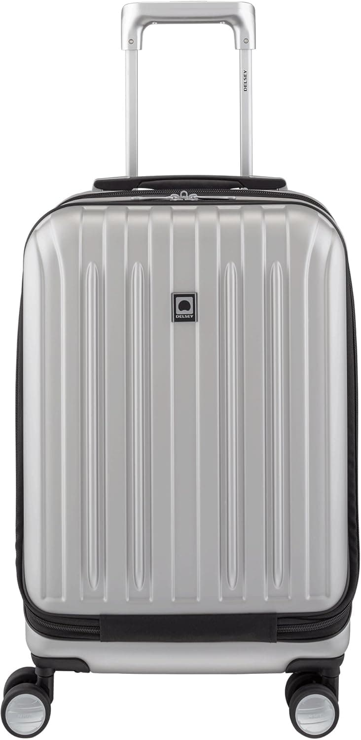 DELSEY PARIS Equipaje de mano expandible rígido de titanio con ruedas giratorias, equipaje de mano, plateado, equipaje de mano de 19 pulgadas