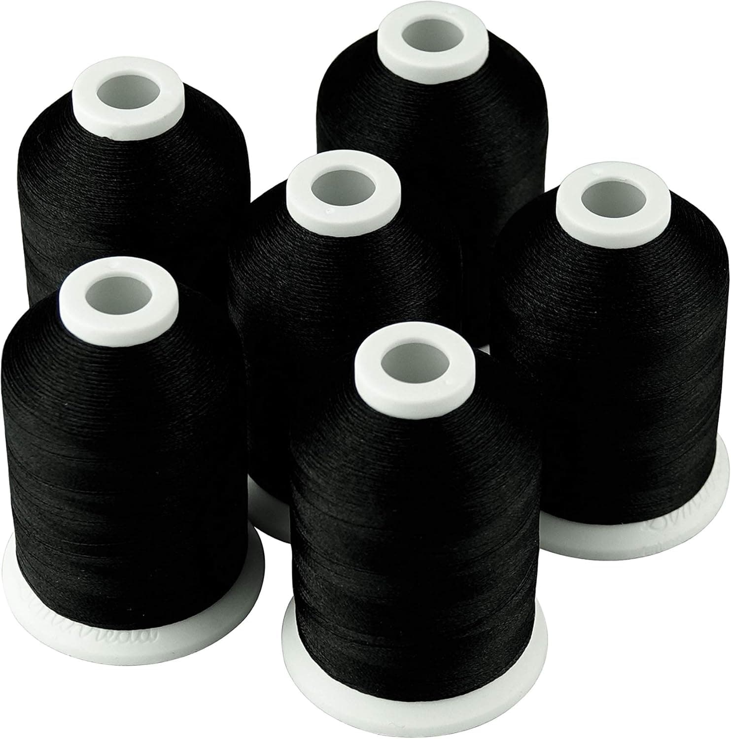 Simthread 6 hilos de poliéster para bordar a máquina, color negro, 1000M(1100Y), para máquinas de coser y bordar Brother Babylock Janome Singer Pfaff Husqvarna Bernina
